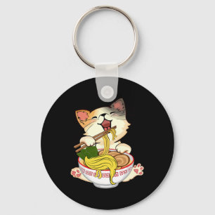 Funny Kamala Anime Cat Eating Ramen Trump Noodles  Key Ring