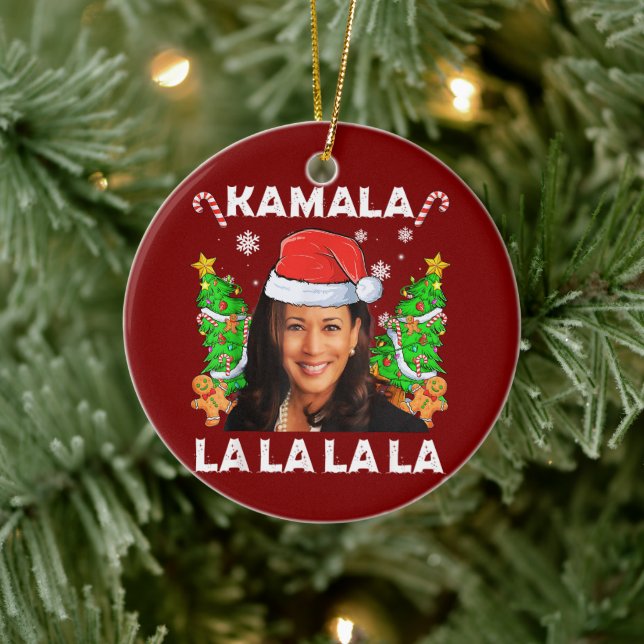 Funny Kamala Harris 2024 Christmas Ugly Gift Xmas Ceramic Tree Decoration (Tree)