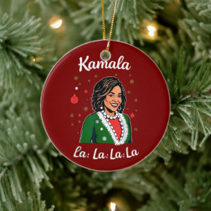 Funny Kamala Harris 2024 Christmas Xmas President  Ceramic Tree Decoration