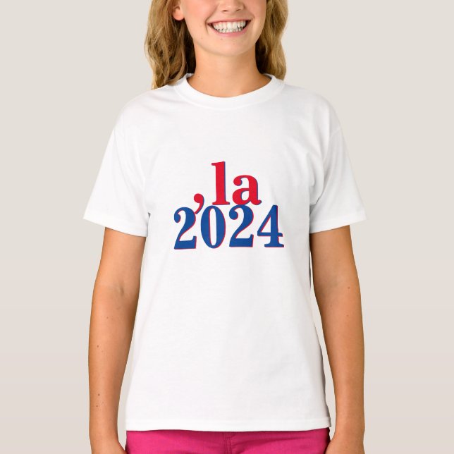 Funny Kamala Harris Comma La 2024 T-Shirt (Front)