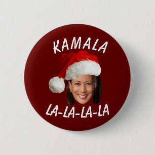 Funny Kamala Harris Face Santa Hat Christmas 6 Cm Round Badge