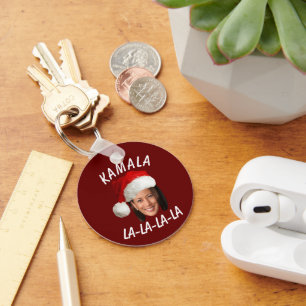 Funny Kamala Harris Face Santa Hat Christmas  Key Ring