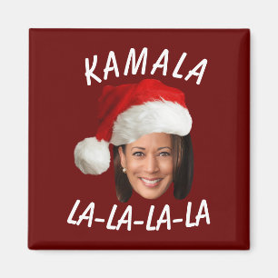 Funny Kamala Harris Face Santa Hat Christmas Magnet