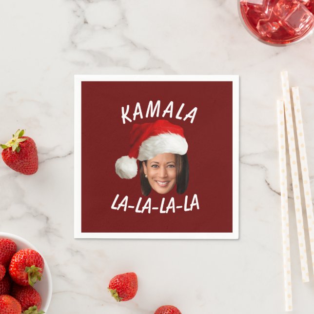 Funny Kamala Harris Face Santa Hat Christmas  Napkin (Insitu)