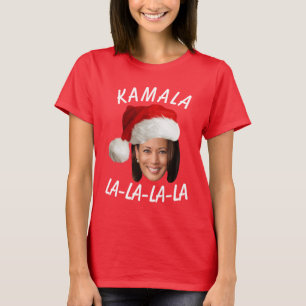 Funny Kamala Harris Face Santa Hat Christmas T-Shirt