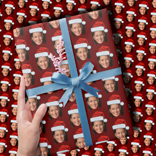 Funny Kamala Harris Face Santa Hat Christmas  Wrapping Paper