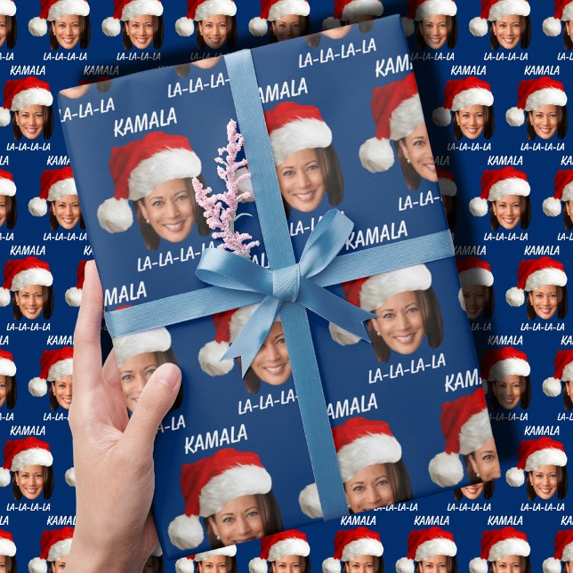 Funny Kamala Harris Santa Hat Merry Christmas Wrapping Paper (Creator Uploaded)