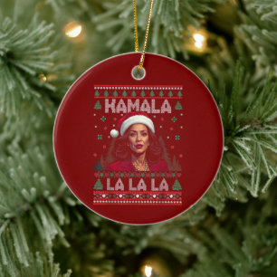 Funny Kamala Santa Claus Christmas Ugly Gift Ceramic Tree Decoration