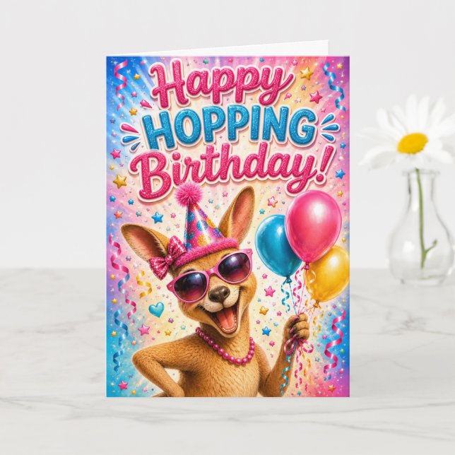Funny Kangaroo Birthday card for all (Small Plant)