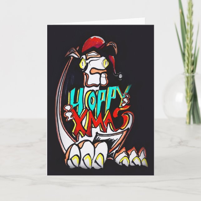 funny Kangaroo, Hoppy Xmas Holiday Card (Front)