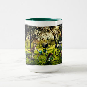 Funny Kangaroo Koala Wombat Emu Cycling Mug
