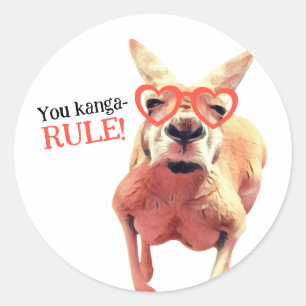 Funny Kangaroo Motivational Pun Classic Round Sticker