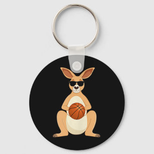 Funny Kangaroo Wearing Sungles Playing Basketball  Key Ring