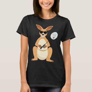 Funny Kangaroo Wearing Sungles Playing Dminton T-Shirt