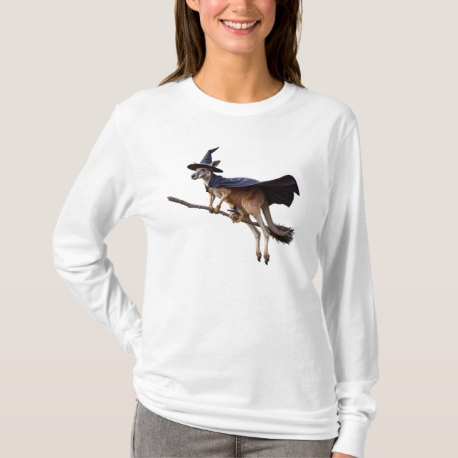 Funny Kangaroo Witch T-Shirt (Front)