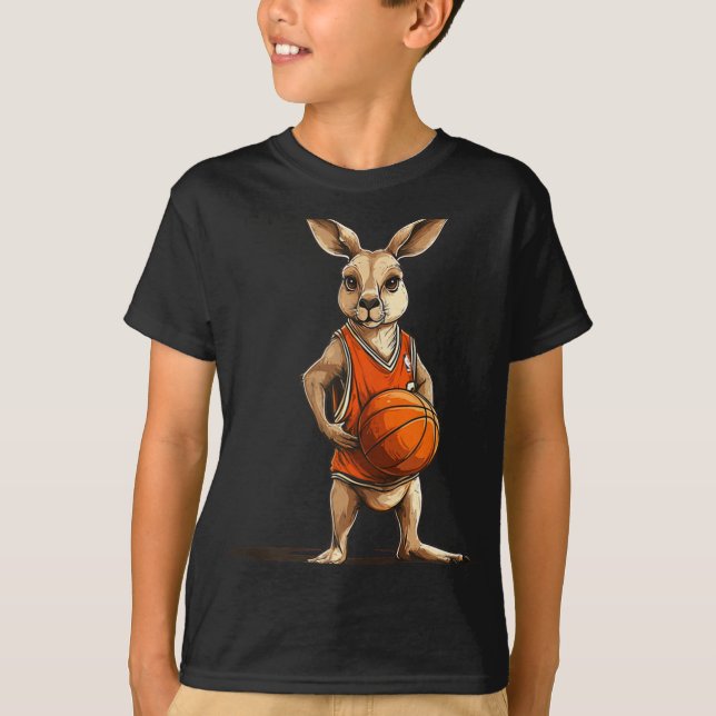 Funny Kangaroo With Basketball Costume For Man And T-Shirt (Front)