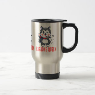 Funny Karaoke Gift Dog Lover Siberian Husky  Travel Mug