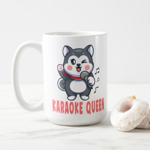 Funny Karaoke Music Dog Lover Siberian Husky   Cof Coffee Mug
