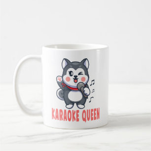 Funny Karaoke Music Dog Lover Siberian Husky Coffee Mug