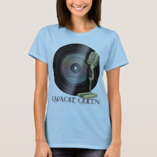 Funny Karaoke Queen Vinyl Record T-Shirt