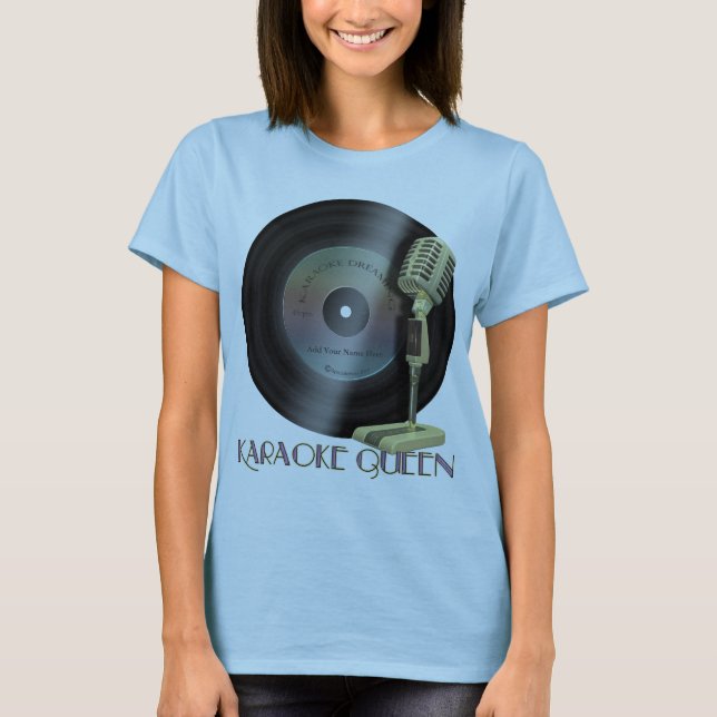 Funny Karaoke Queen Vinyl Record T-Shirt (Front)