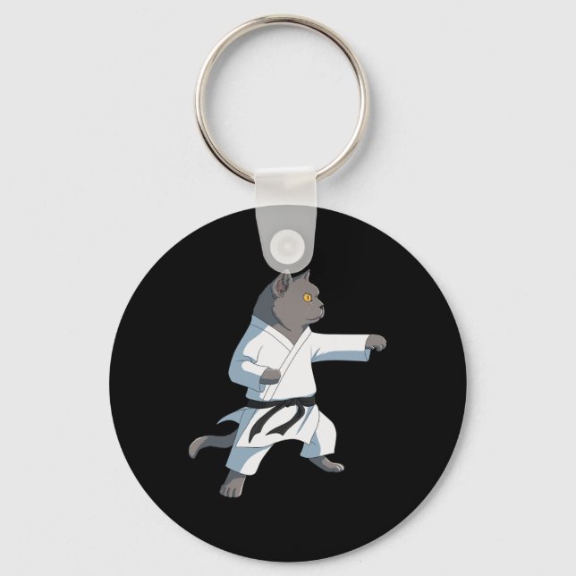 Funny Karate British Shorthair Cat  Key Ring (Front)
