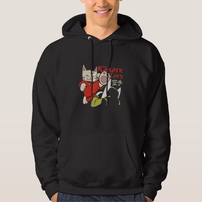 Funny Karate Cat Fighting Kitten Fighter Kitty Com Hoodie (Front)