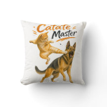 Funny Karate Cat Kicking German Shepherd
