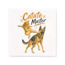 Funny Karate Cat Kicking German Shepherd