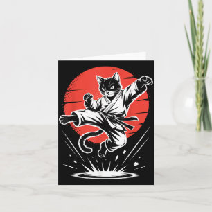 Funny Karate Cat Martial Arts Black Belt Fighter Card