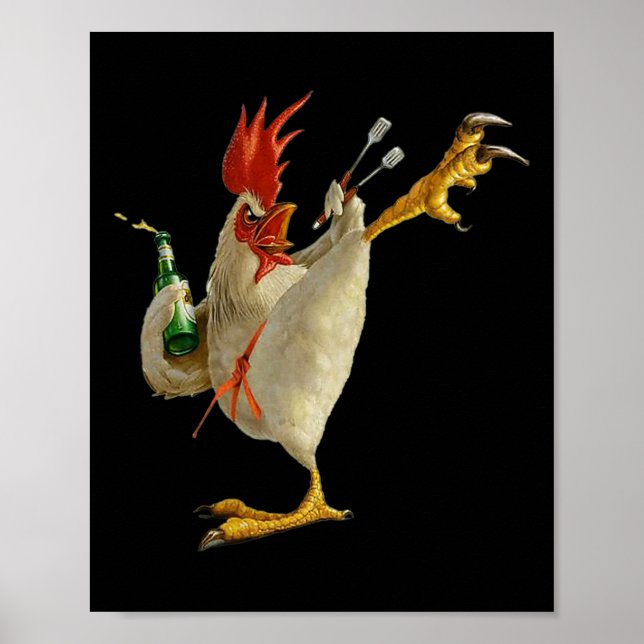 Funny Karate Chicken Action-packed Humour Design  Poster (Front)
