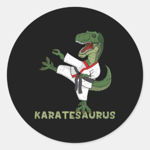 Funny Karate Dinosaur Karatesaurus T-rex Graphic K Classic Round Sticker