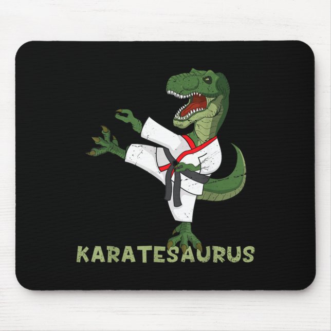Funny Karate Dinosaur Karatesaurus T-Rex Graphic Mouse Pad (Front)