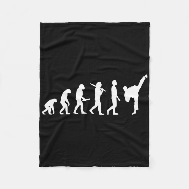 Funny Karate Evolution Gift For Martial Artists  Fleece Blanket (Front)