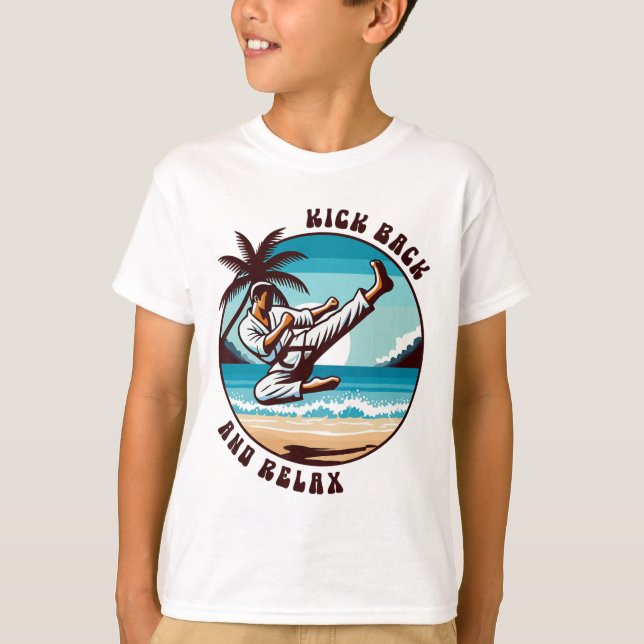 Funny Karate Kick Ck And Relax Tropical Martial Ar T-Shirt (Front)