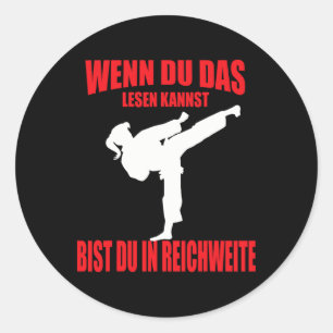 Funny Karate Kickboxing Taekwondo Girl Classic Round Sticker