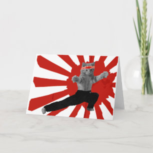 Funny Karate Kitten gifts Holiday Card