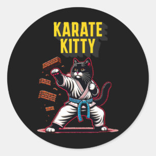 Funny Karate Kitty - Martial Arts Feline Champion  Classic Round Sticker