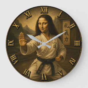 Funny Karate Mona Lisa Martial Arts Sensei gift Large Clock