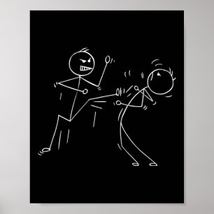 Funny Karate Stick Figure Karate Fighters  Poster