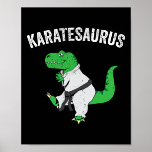 Funny Karate T Rex Dinosaur Cute Dino Martial Arts Poster