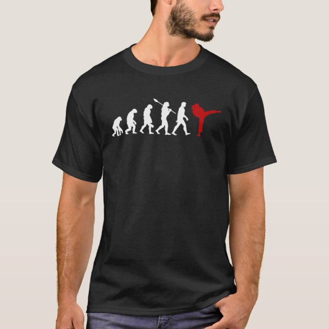 Funny Karate Taekwondo Evolution Humour Women Kick T-Shirt (Front)