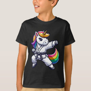 Funny Karate Unicorn Athlete Black Belt Boys Girls T-Shirt
