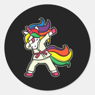 Funny Karate Unicorn For Karate Girls  Classic Round Sticker
