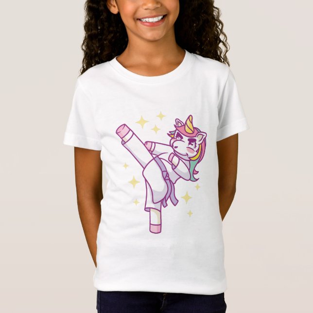 Funny Karate Unicorn Girl T-Shirt (Front)