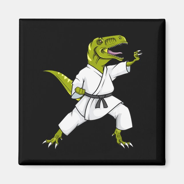 Funny Karatesaurus T-rex Dinosaur Karate Samurai D Magnet (Front)