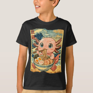 Funny Kawaii Axolotl Ramen Noodle Bowl Japanese Wa T-Shirt