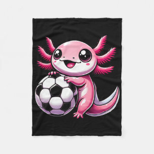 Funny Kawaii Axolotl Soccer Fleece Blanket