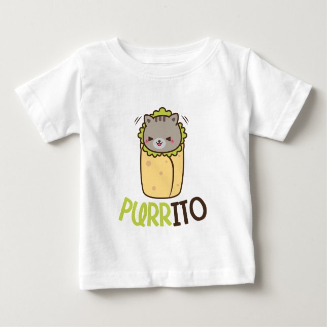 Funny Kawaii cat Burrito word art baby unisex T-Shirt (Front)
