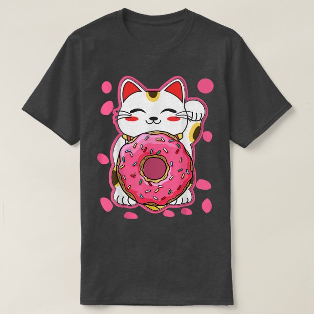 Funny Kawaii Cat Donut Japanese Anime Women Girls  T-Shirt (Design Front)